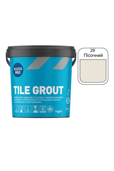Затирка для плитки Kiilto Pro Tile grout 28 песочный 1кг
