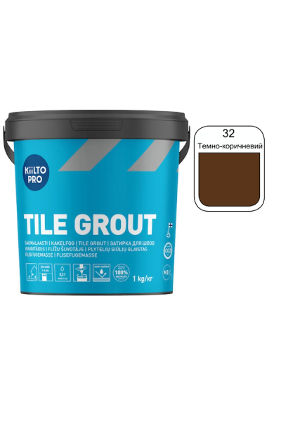 Затирка для плитки Kiilto Pro Tile grout 32 темно-коричневый 1кг