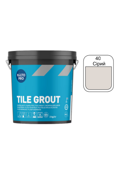 Затірка для плитки Kiilto Pro Tile grout 40 сірий 3кг