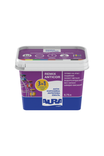 Антикорозийная акрилова емаль Aura® Luxpro Remix Anticor RAL 8017 темно-коричневий мат 0,75 л