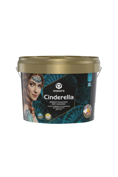 Краска акриловая Eskaro Cinderella шелковистый мат белый 9 л