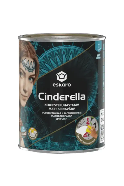 Фарба акрилова Eskaro Cinderella шовковистий мат білий 0,9 л